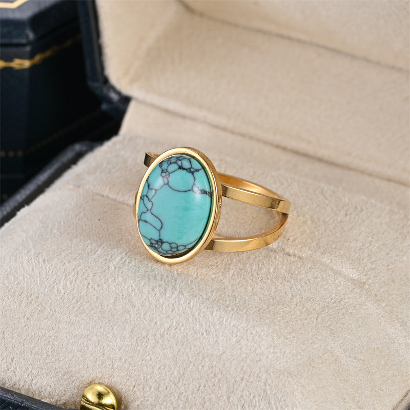 Bestseller Natural Cut Stone Ring, Light Luxury Fashion Exquisite Tiger's Eye Band, Ethnic Style Unisex Ring