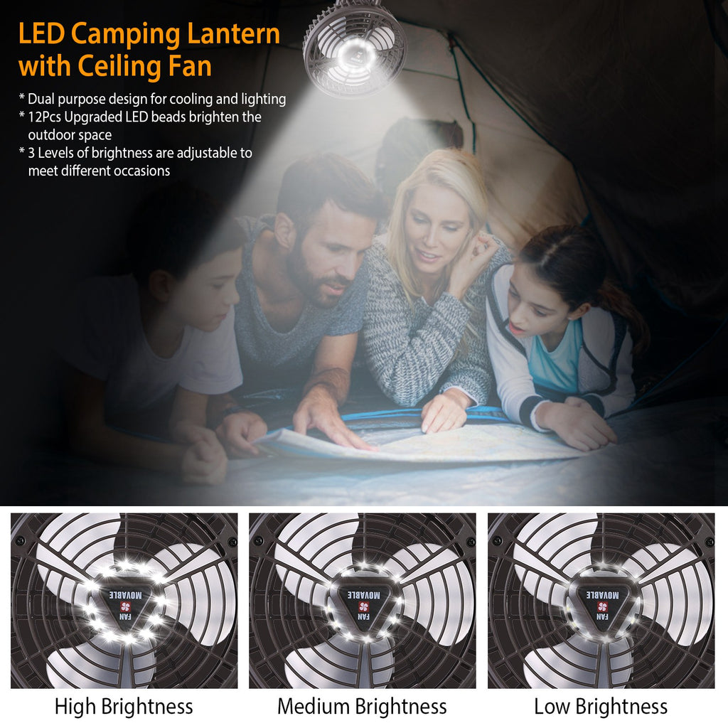 1Pc 10400mah Portable Camping Fan With LED Light Rechargeable Tripod Tent Hanging Fan Lantern Portable Foldable Oscillating Table Fan With 3 Brightness 4 Speeds