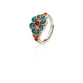Chinese Style Women Ring, Niche Design Enamel Hanfu Crown Ruyi Adjustable Open Ring