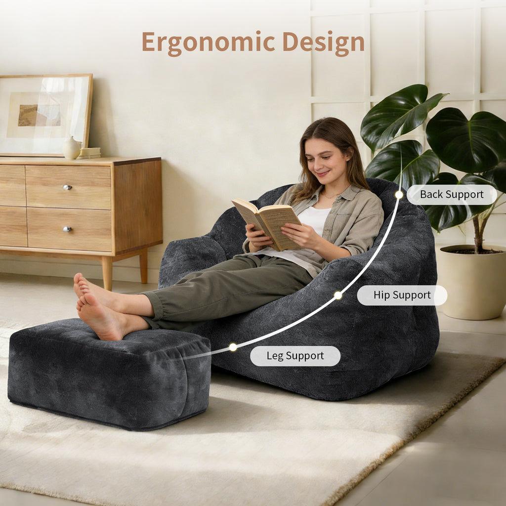 Bean Bag Chair, Armrest Bean Bag Sofa Chair Filled With High-density Foam, Comfortable Lazy Sofa Chair,Bean Bag Chair For The Living Room, Bedroom Reading.
