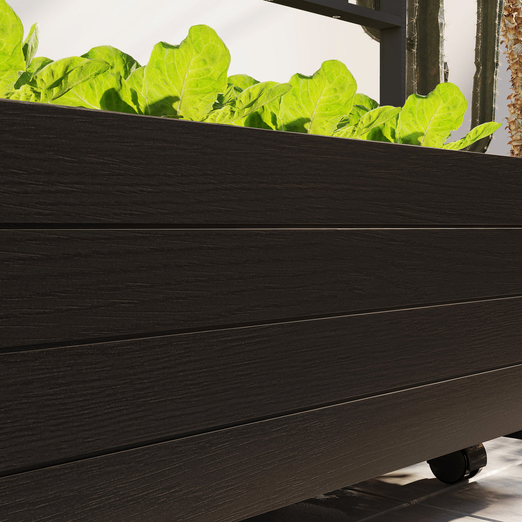 Raised Garden Bed with Trellis and Wheels, Outdoor Planter Wooden Elevated Garden Bed for Garden, Patio, Balcony