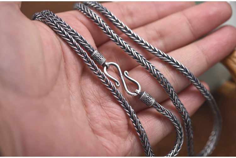 Men's Necklace Snake Bones Chain Handmade Weave Vintage