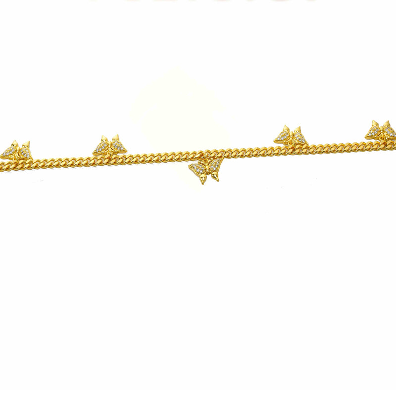 24K Gold Over Butterfly Design Jewelry, Micro-Inlaid Mossanite Women's Tennis Necklace, Effortless Grace For Her Delicate Neck