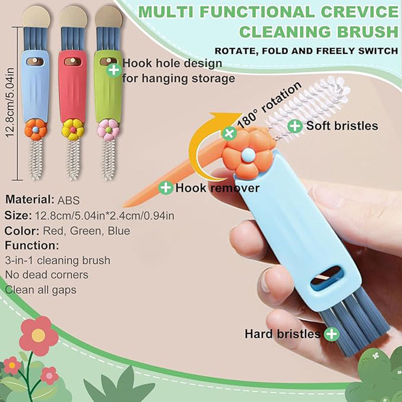 3PCS 3in1 Multifunctional Bottle Cleaning Brush Set For Cup Lids And Tight Gaps, Home Kitchen Water Bottle Cleaner Brush For Plastic Cups And Crevice Cleaning