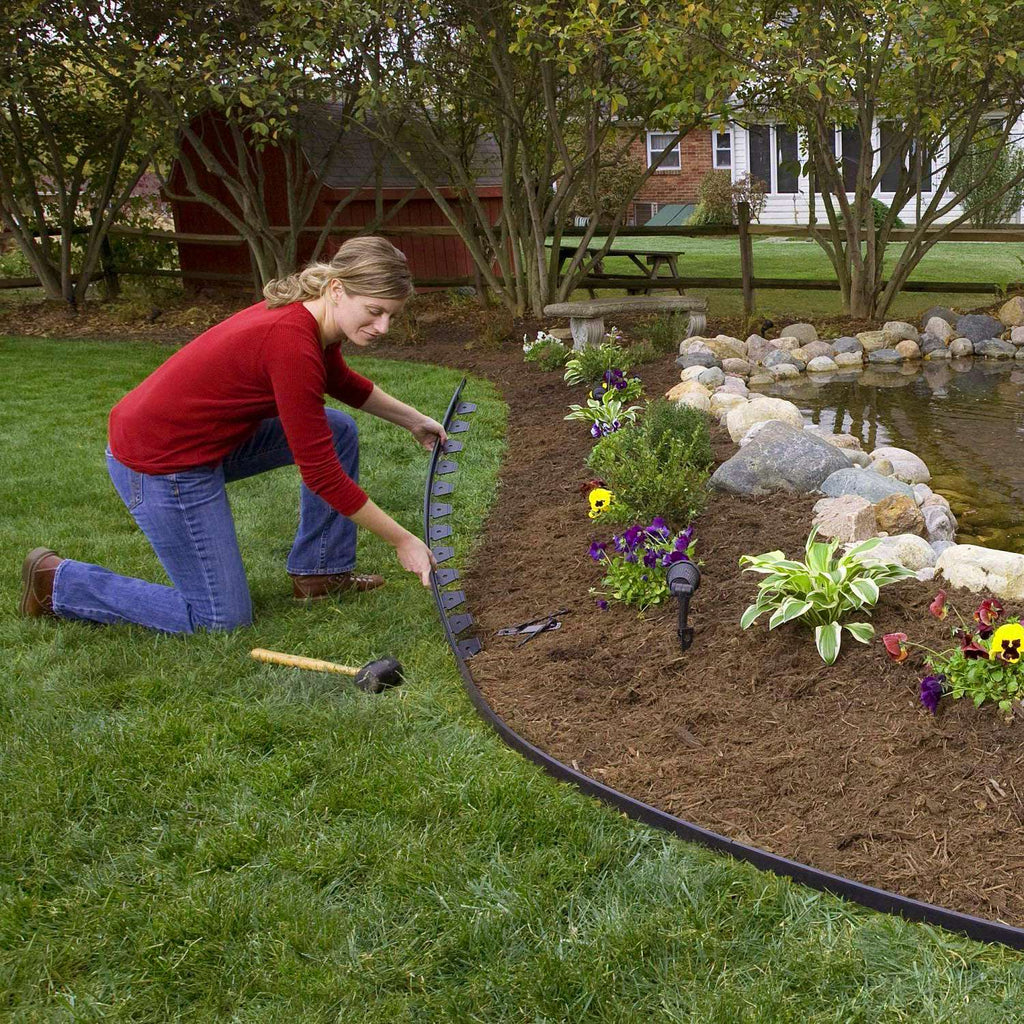 1Pc 32.8FT Non-Digging Plastic Garden Edging Kit Plastic Garden Border With 30 Spikes 2In Tall Border Edging For Garden Lawn Yard Flower Beds