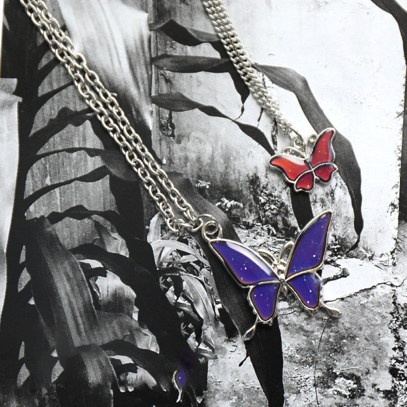 Homemade Temperature Change Color Butterfly Necklace