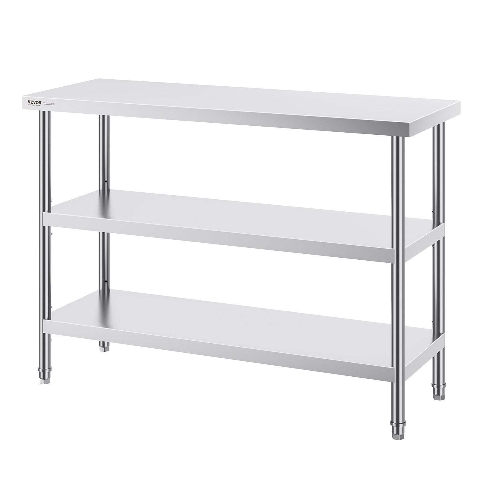 Stainless Steel Food Prep Table, 18 X 48 X 34 Inch Commercial Kitchen Worktable, With 2 Adjustable Undershelf, Heavy Duty Prep Table Metal Work Table For BBQ, Kitchen, Home, And Garage