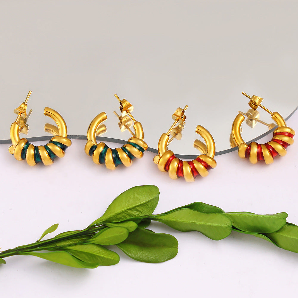 316 Stainless Steel Stud Earrings  Exaggerated Design Minimalist Fashion Ear Jewelry For Women