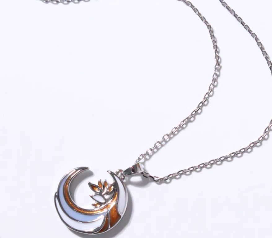 Handmade Enamel Crescent Necklace Original Clavicle