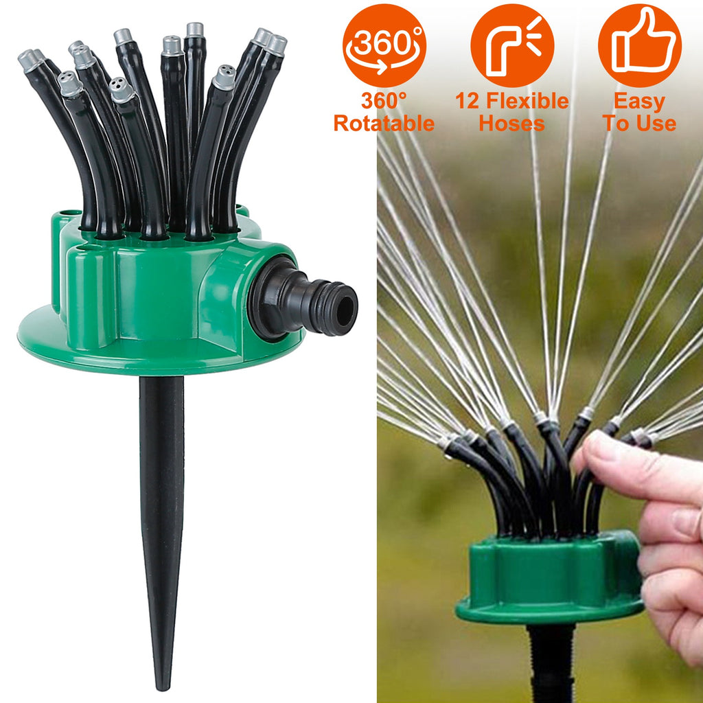 360 Degree Flexible Lawn Sprinkler Automatic 12 Tubes Garden Water Irrigation Sprayers Garden Sprinkler