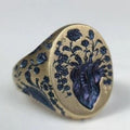 Retro Exaggerated Flower Ring For Women, Vintage Creative Statement Band With Elegant Ancient Style Temperament