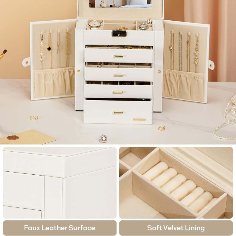 Large Capacity High-end Jewelry Necklace Bracelet Ring Dustproof Storage Box