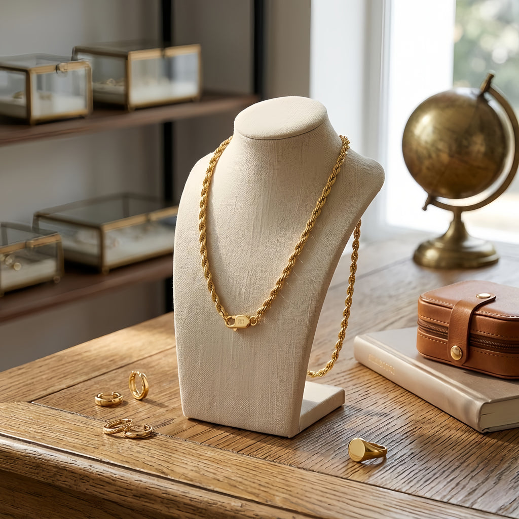 925 Sterling Silver Elegant Gold-Plated Sterling  Rope Chain Necklace - Classic Italian Craftsmanship