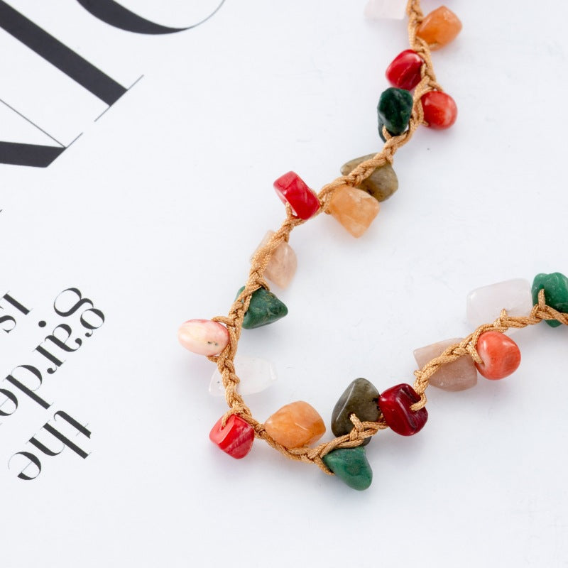 Jane Yin Beach Crushed Stone Handmade Hemp Rope Necklace
