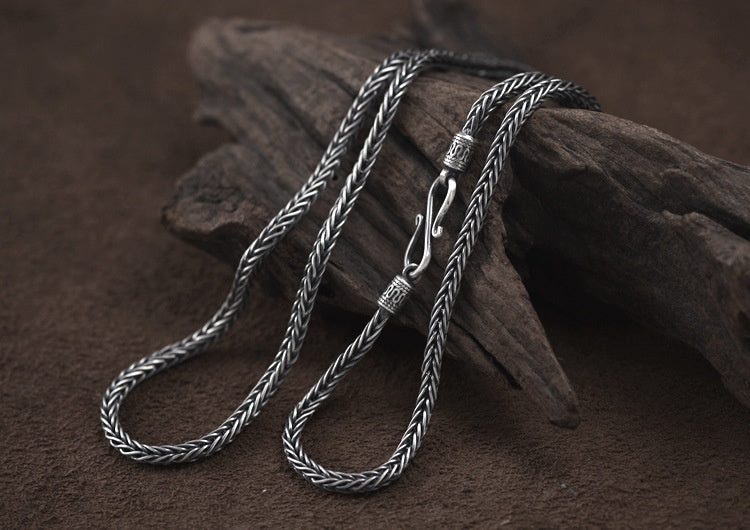 Men's Necklace Snake Bones Chain Handmade Weave Vintage