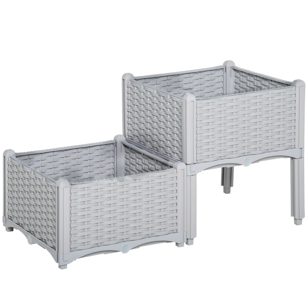 2-Piece Raised Garden Bed With Legs, Self-Watering Planter Box Raised Bed To Grow Flowers