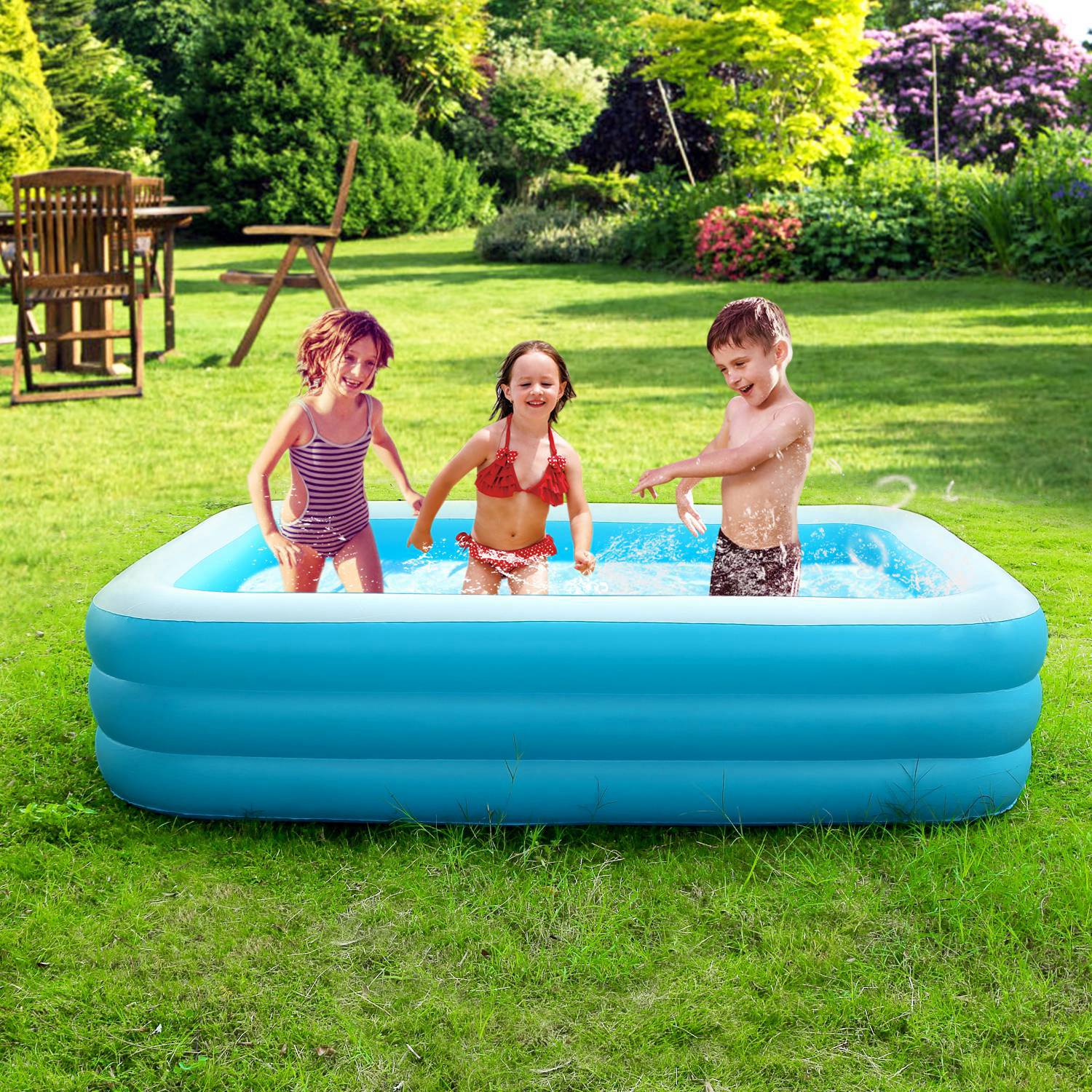 1Pc Inflatable Swimming Pools Family Swim Play Center Pool Blow Up Kiddie Pool For Family Inflatable Lounge Pool For Kids 120x72x24in