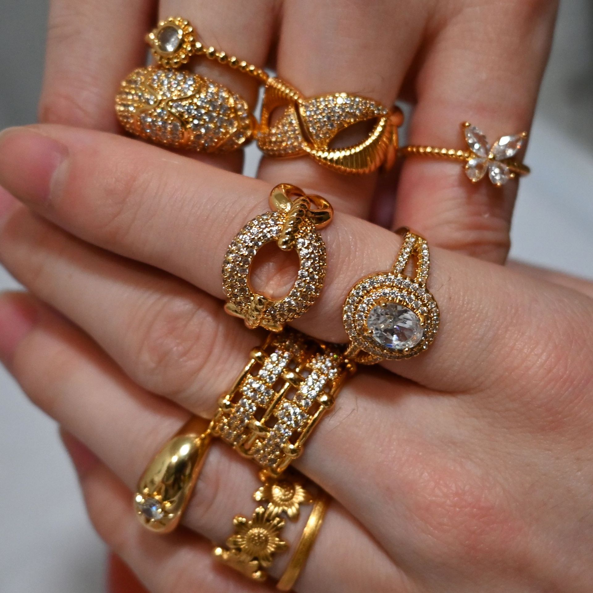 European And American Bestseller Full Diamond Ring, Fashion Luxury Cluster Set Zircon Adjustable Ring, Light Luxury Elegant Luxury Diamond Ring Wholesale Supply