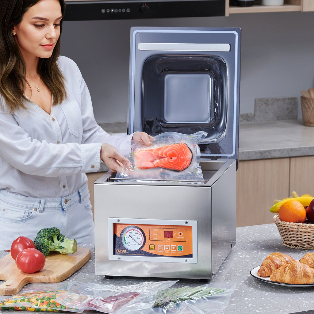 Chamber Vacuum Sealer, 260W Sealing Power, Vacuum Packing Machine For Wet Foods, Meats, Marinades And More, Compact Size With 10.2' Sealing Length, Applied In Home Kitchen And Commercial Use