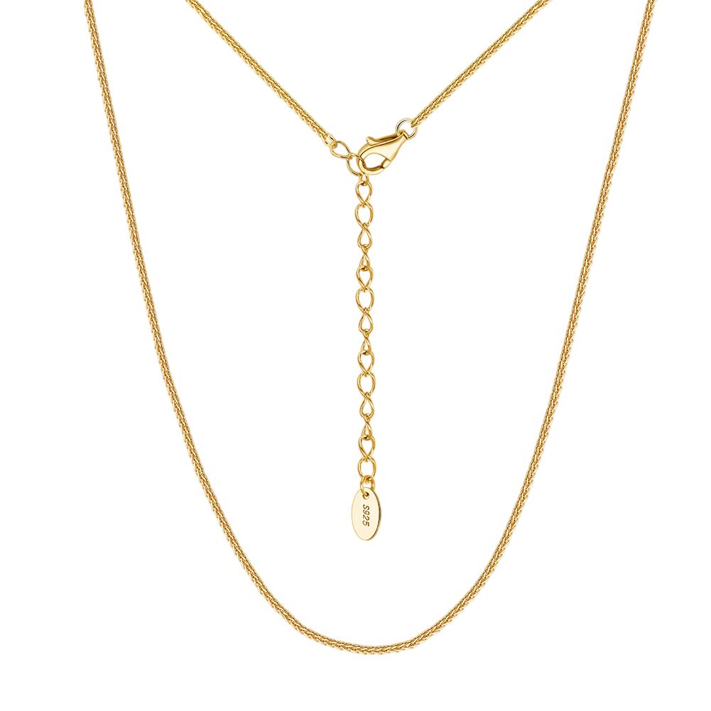 925 Sterling Silver Gold-Plated Adjustable Sterling  Chain Necklace with S Charm