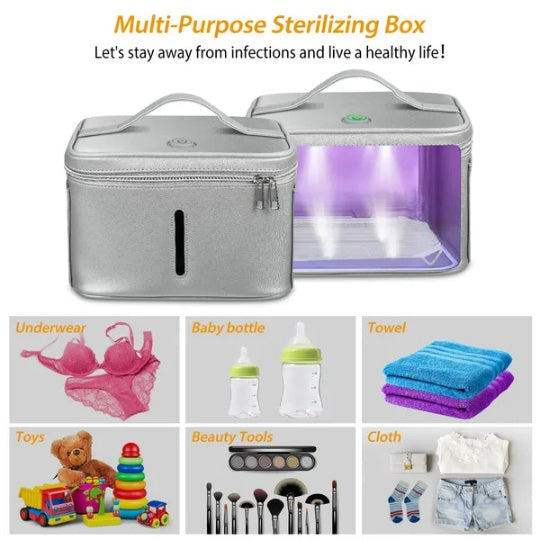 UV Disinfection Bag, Portable LED UV Sanitizer Box USB-Powered Travel UV Cleaner Bag
