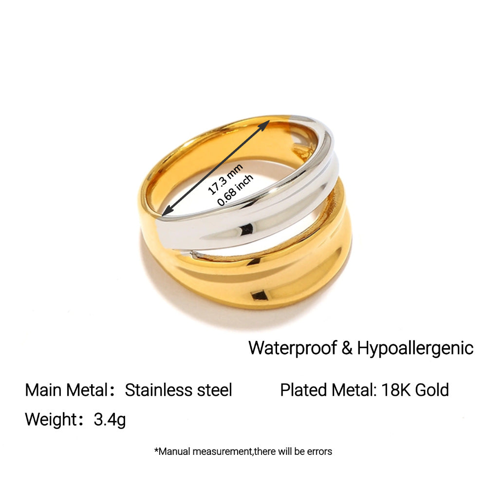 Minimalist Geometric Ring 18K Gold Plated Stainless Steel Niche Daily Wear