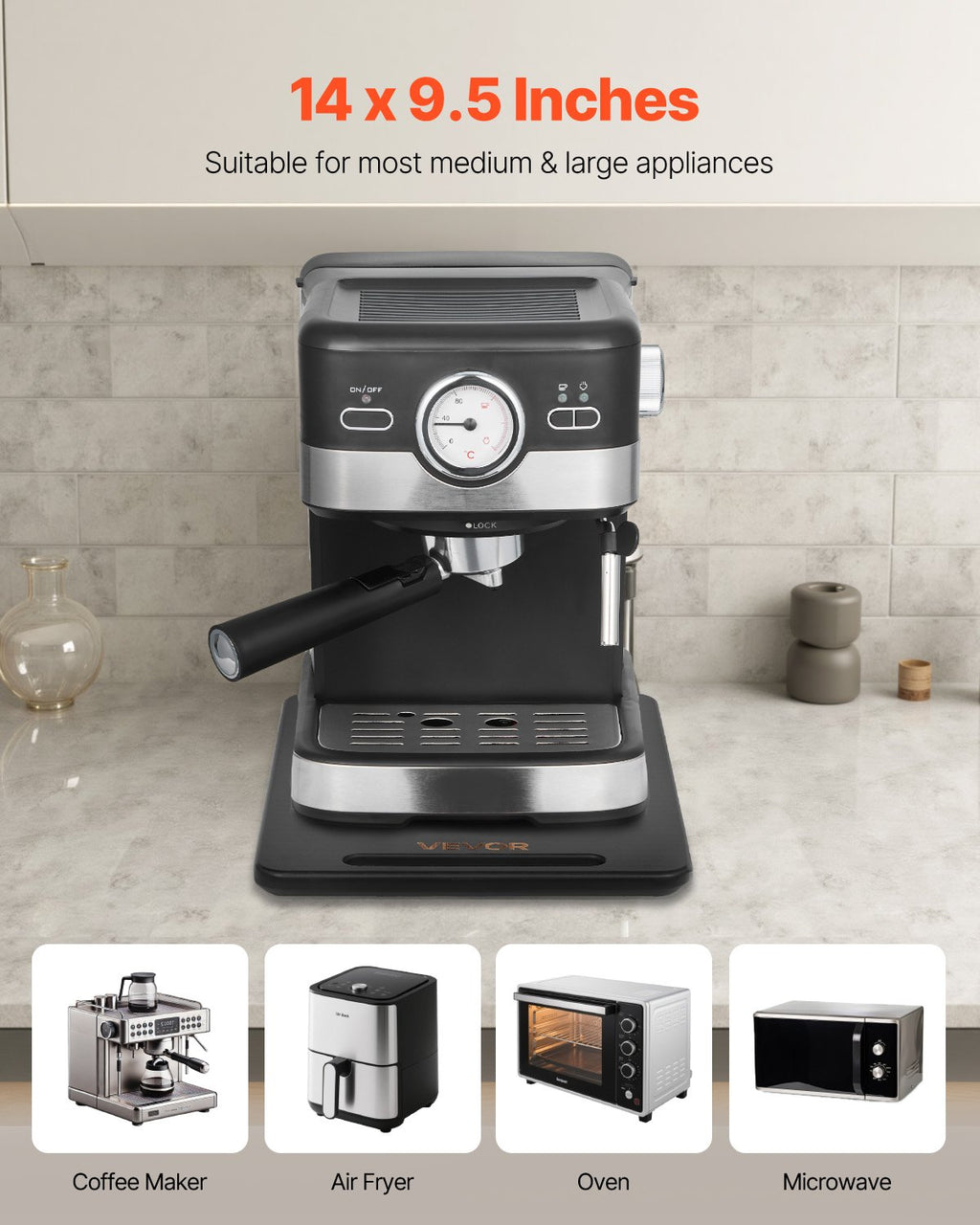 Appliance Slider 14 X 9.5 In Sliding Tray For Coffee Maker Black