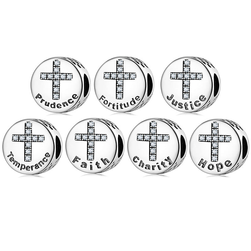 S925 Sterling Silver Beads Round Quality English Series Beaded Charm Handmade DIY Accessories Scattered Silver Jewelry