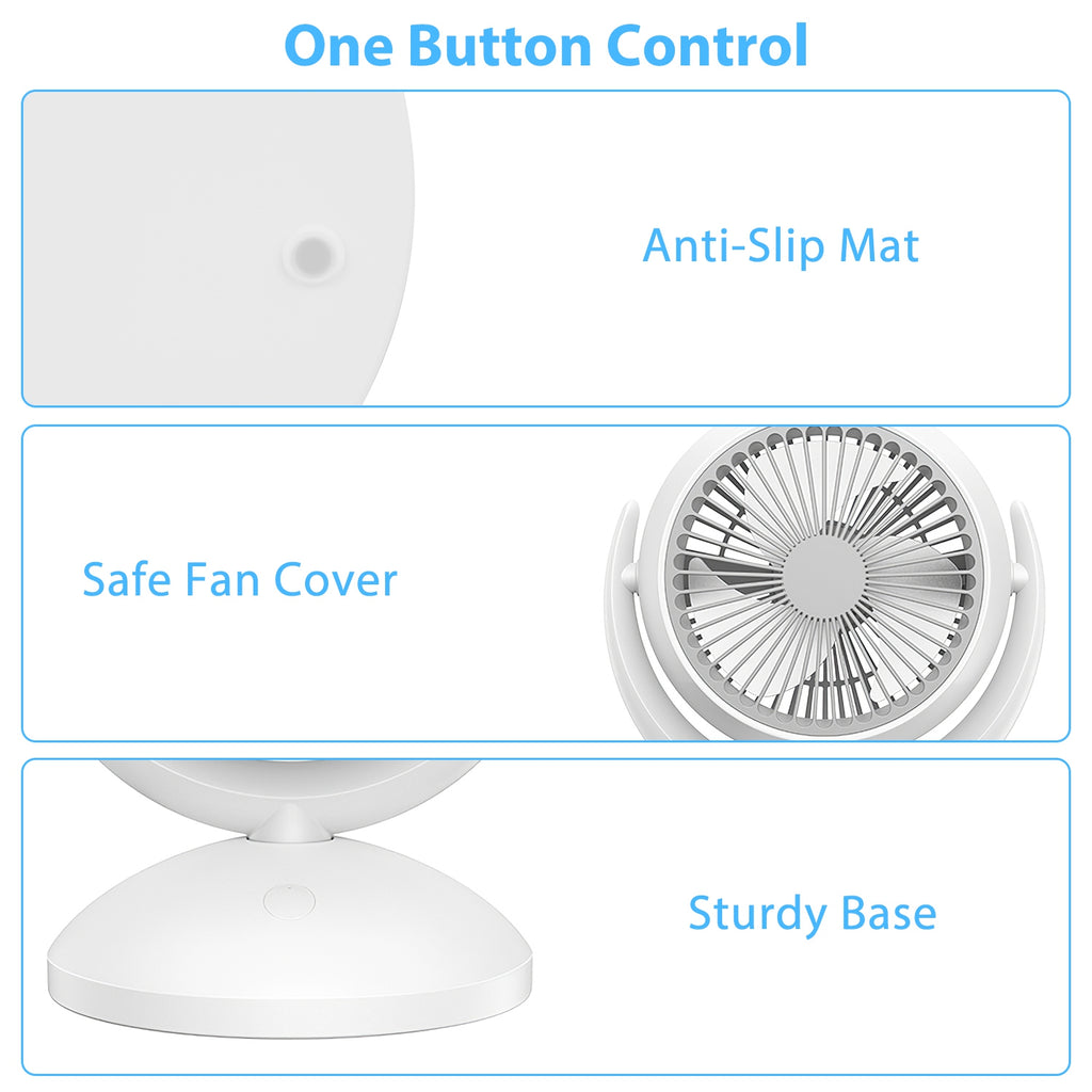 Air Circulator Desk Fan Portable Desktop Rechargeable Oscillating Fan With 4 Speeds 360 Degree Tilt Head Automatic Rotation Quiet 40dB Table Fan For Home Office Bedroom
