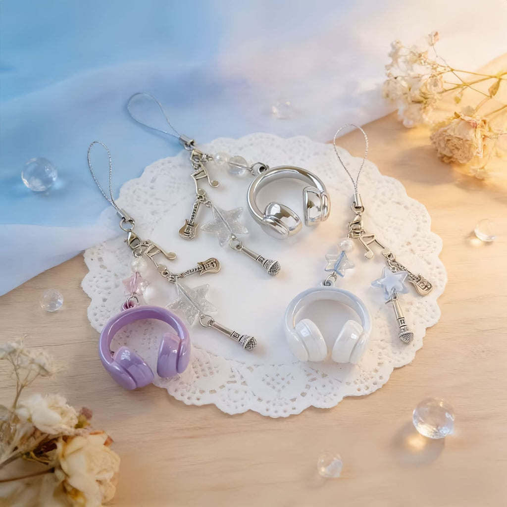 Creative Instagram-style Music Earphone-shaped Phone Charm Backpack Pendant And Keychain