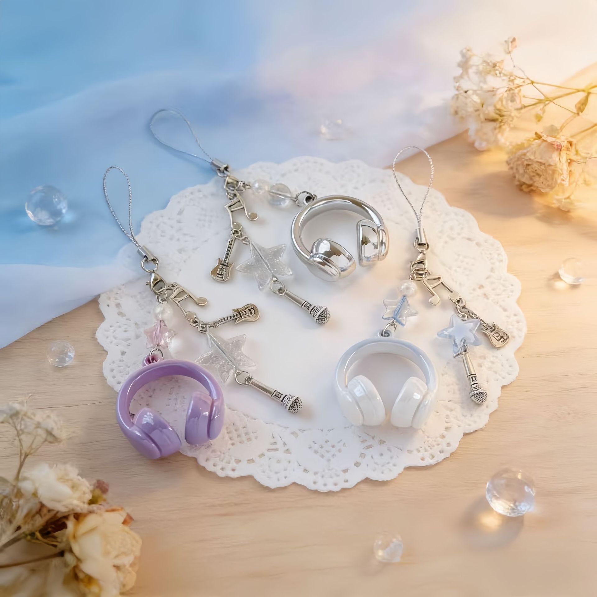 Creative Instagram-style Music Earphone-shaped Phone Charm Backpack Pendant And Keychain