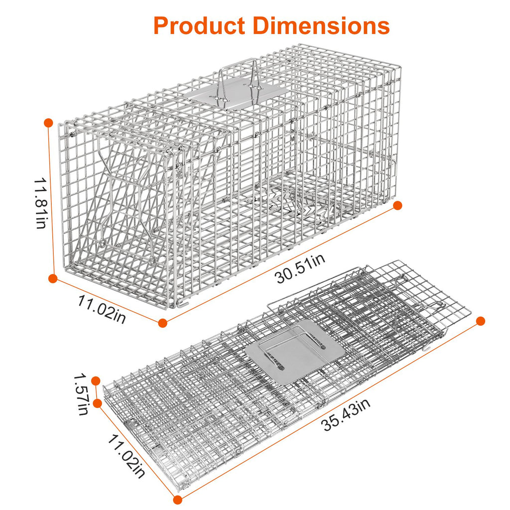 1Pc Humane Cat Trap Cage Catch Release Live Animal Rodent Cage Collapsible Galvanized Wire For Raccoons Beavers Groundhogs Foxes Armadillos Fedex Shipping