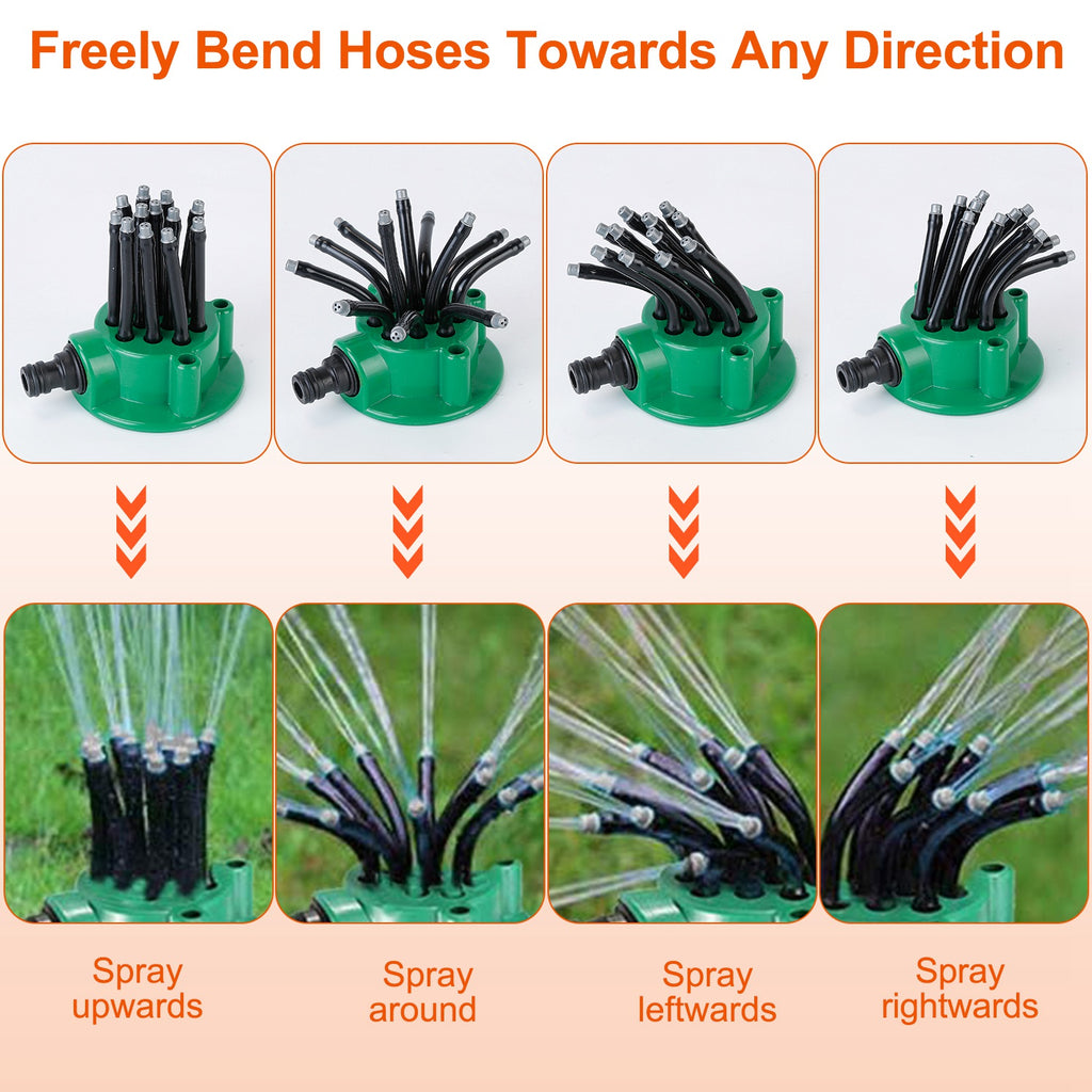 360 Degree Flexible Lawn Sprinkler Automatic 12 Tubes Garden Water Irrigation Sprayers Garden Sprinkler