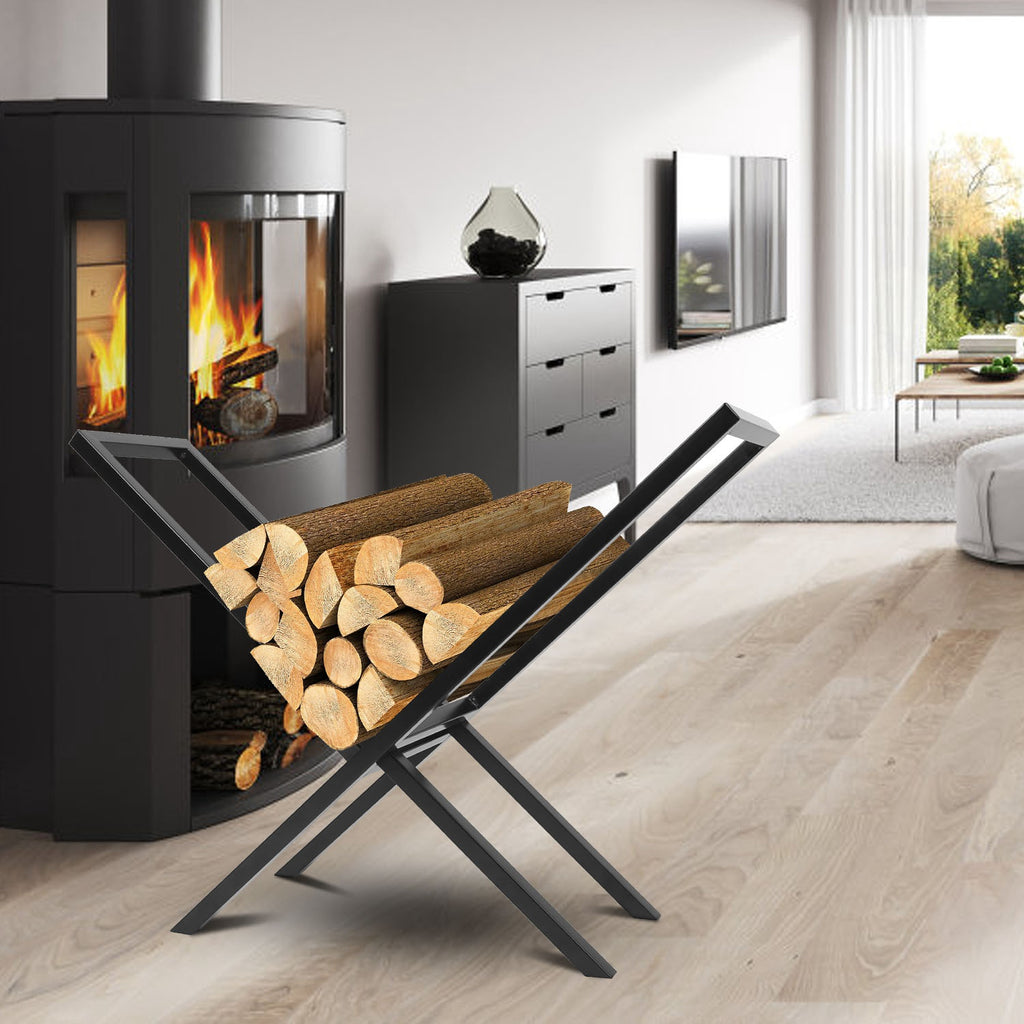 1Pc Firewood Log Rack 220LBS Steel Wood Lumber Storage Stacking Rack X Shape Storage Holder For Fireplace Firepit
