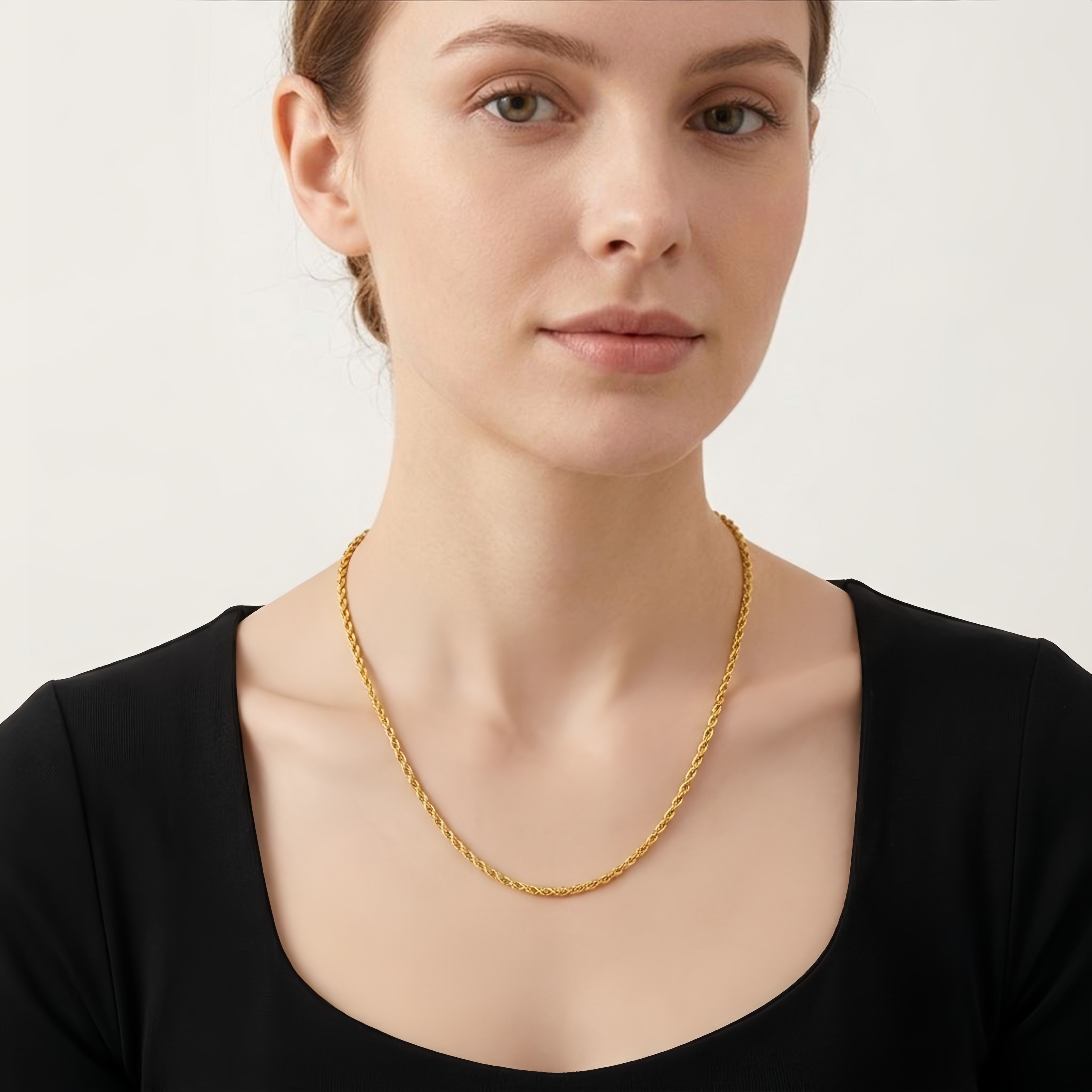 925 Sterling Silver Elegant Gold-Plated Sterling  Rope Chain Necklace - Classic Italian Craftsmanship