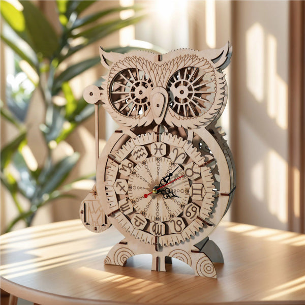 3D Wooden Puzzle Owl Clock Model Kits To Build Wooden Construction Handmade Craft Unique Christmas Gift
