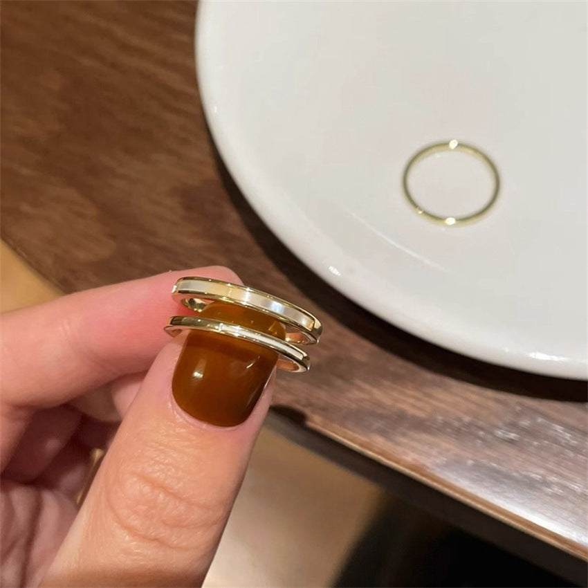 S925 Silver Tone Zircon Ring Brushed Craft Niche Luxury Female Ring