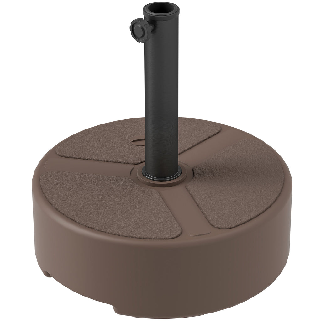 Round Patio Umbrella Base Holder, Heavy Duty Outdoor Umbrella Stand Base, Filled Up To 44lbs With Stand Or 40lbs With Water For Garden, Poolside, Brown