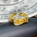 Retro Style Gold Enamel Ring Drip Oil Zircon Open Finger Ring