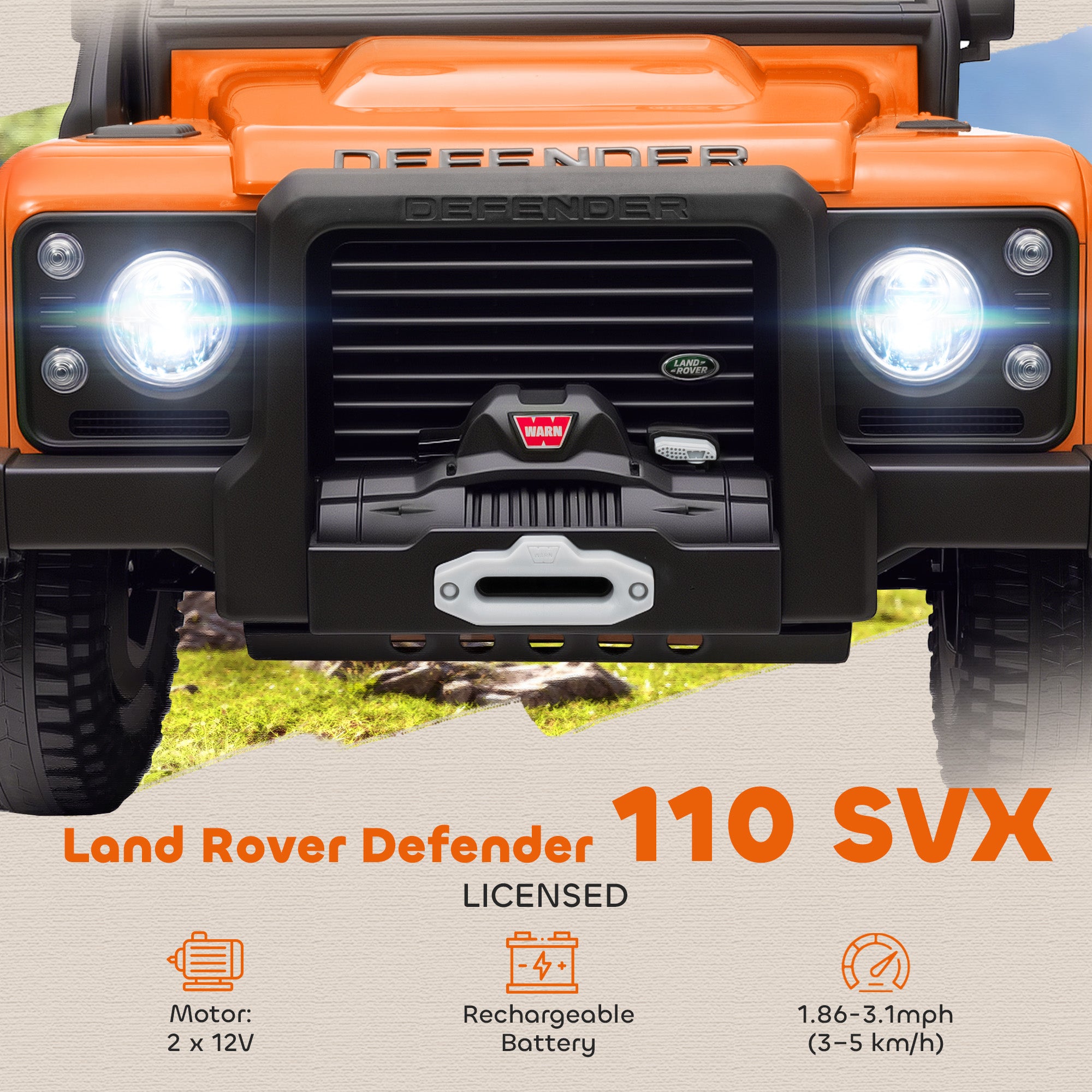 Electric Car For Remote Control, Dual Motors, Spring Suspension, LED Lights, Orange