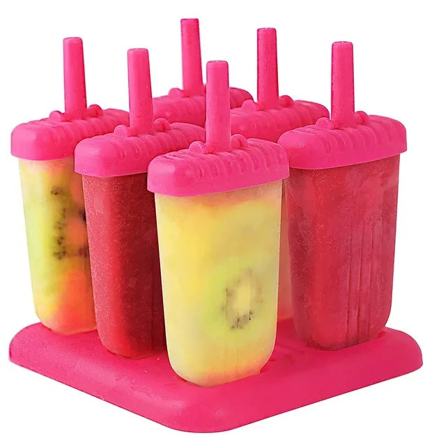 6Pcs Popsicle Molds Reusable Ice Cream DIY Ice Maker Ice