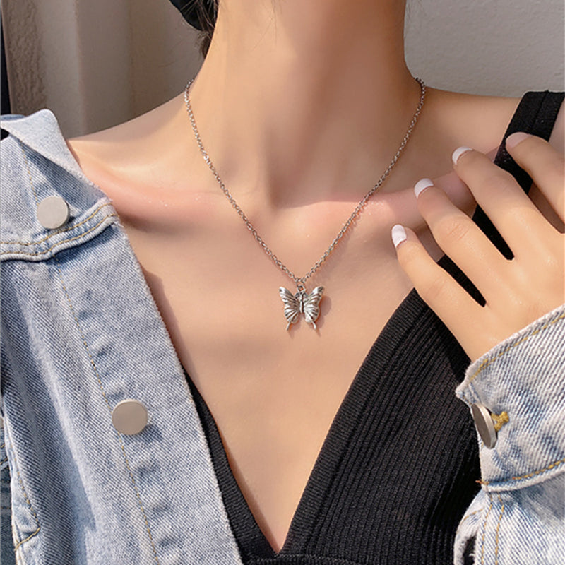 JIULIN Homemade Earth Cool Retro Girl Butterfly Necklace