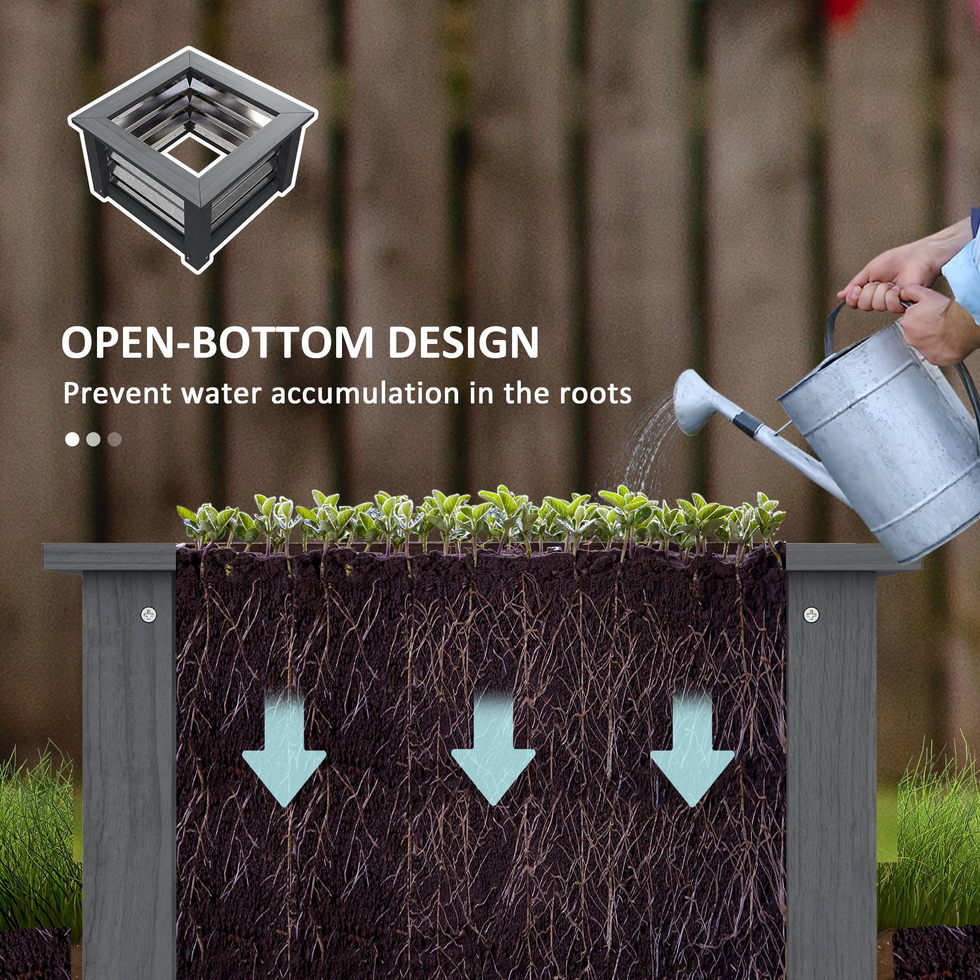 Wooden Raised Garden Bed with Trellis, Galvanized Planter Box Elevated Garden Bed for Garden, Patio, Gray