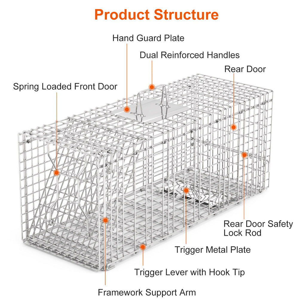 1Pc Humane Cat Trap Cage Catch Release Live Animal Rodent Cage Collapsible Galvanized Wire For Raccoons Beavers Groundhogs Foxes Armadillos Fedex Shipping