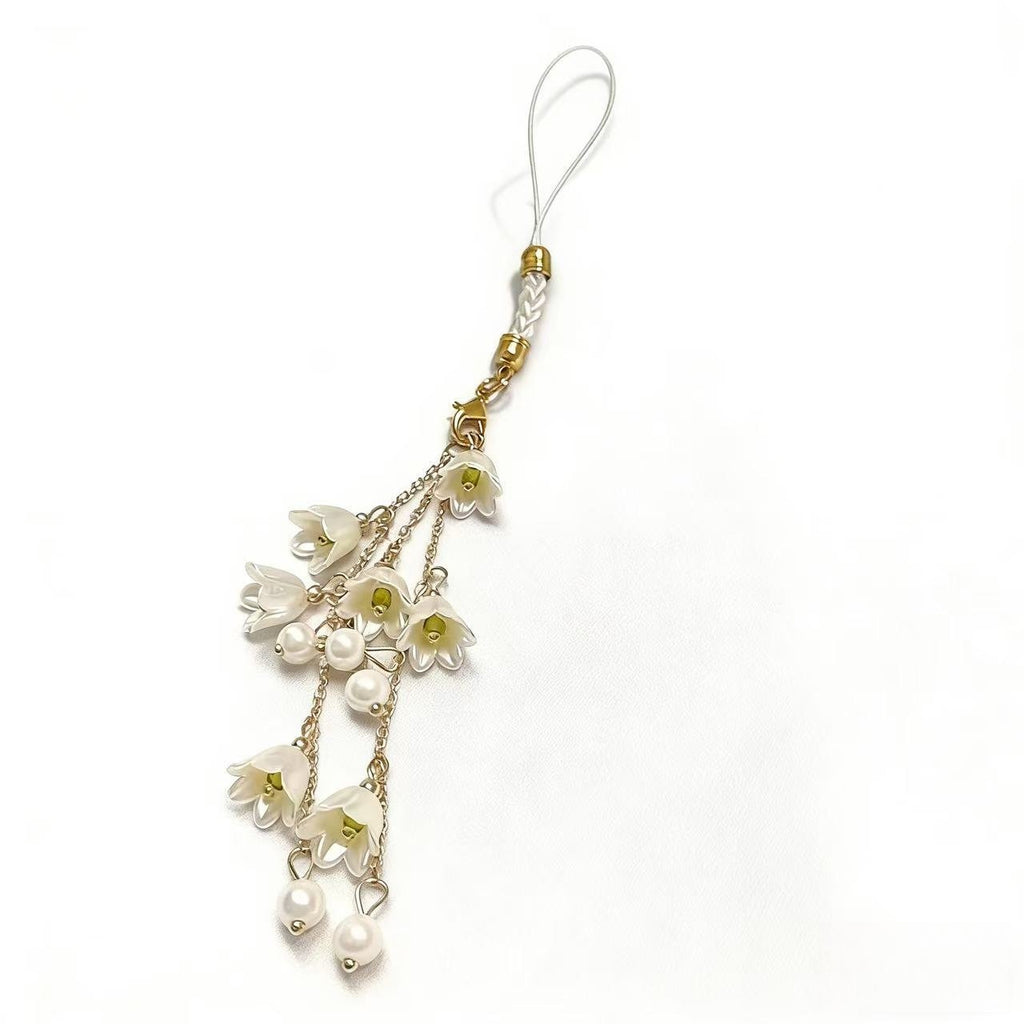 Orchid Phone Charm Flower Phone Lanyard Backpack Keychain Pendant Orchid Phone Accessory