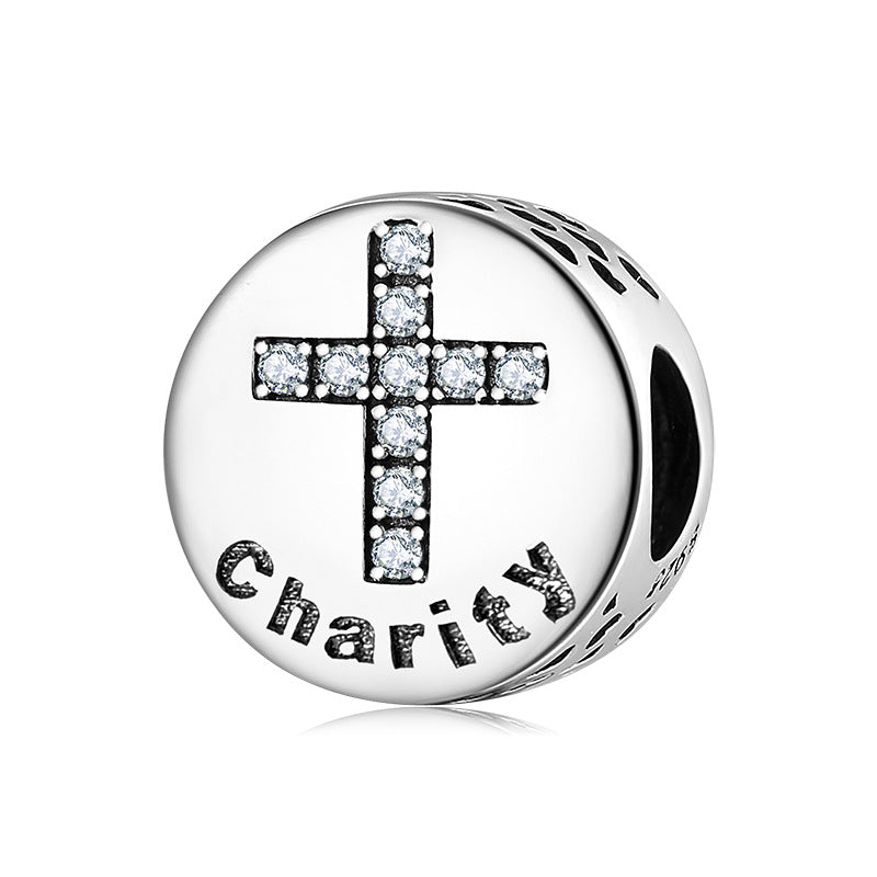 S925 Sterling Silver Beads Round Quality English Series Beaded Charm Handmade DIY Accessories Scattered Silver Jewelry