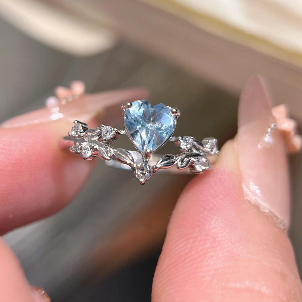 Silver Heart Zircon Open Ring, Niche Design Fashion Light Luxury Elegant High-end Hand Jewelry For Women