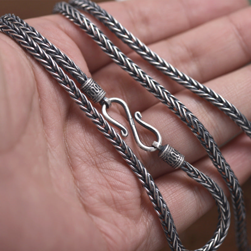 Men's Necklace Snake Bones Chain Handmade Weave Vintage