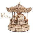 Music Park 3d Wooden Puzzle Carousel Music Box Handmade Assembly Model Kit Holidays Birthdays Christmas Gifts
