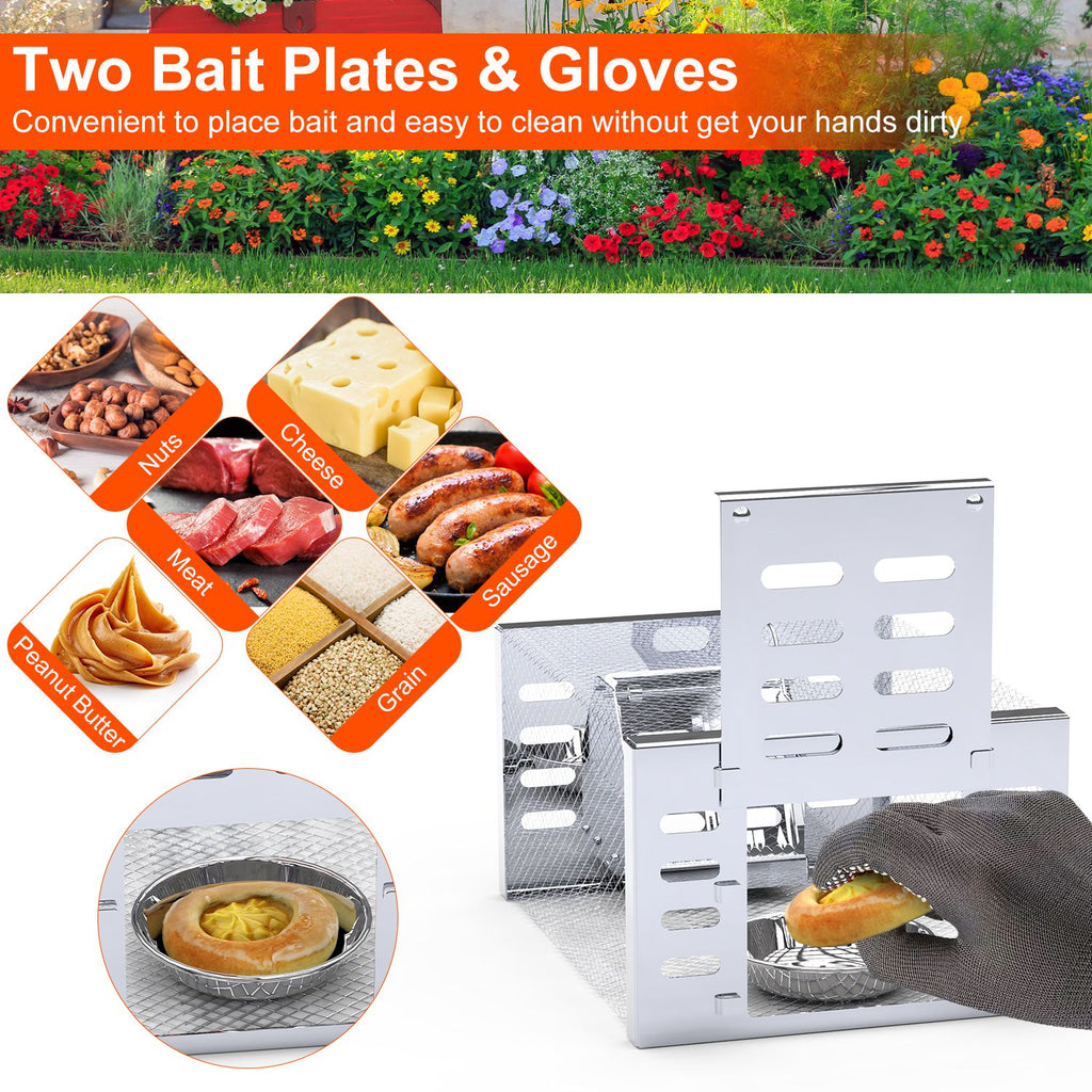 2Pcs Humane Rat Trap Catch And Release Live Mouse Cage Traps With Automatic Continuous Cycle Trapping For Chipmunk Rodent Mouse Small Animals